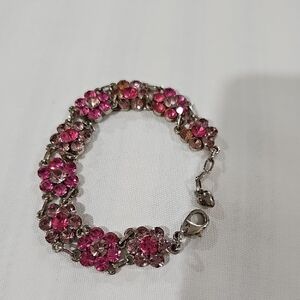 Source Unknown Pink and Silver Crystal Bracelet